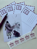 Set of 5 Original Postcards and 5 custom local stamps - Devotional Collection