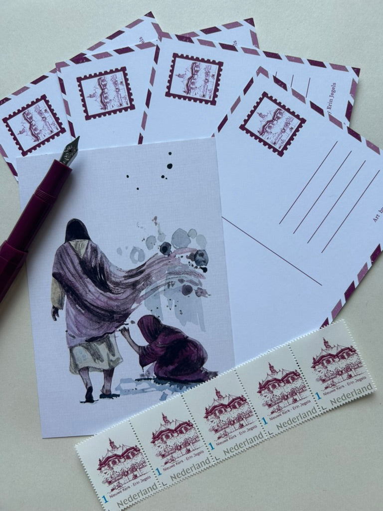 Set of 5 Original Postcards and 5 custom local stamps - Devotional Collection
