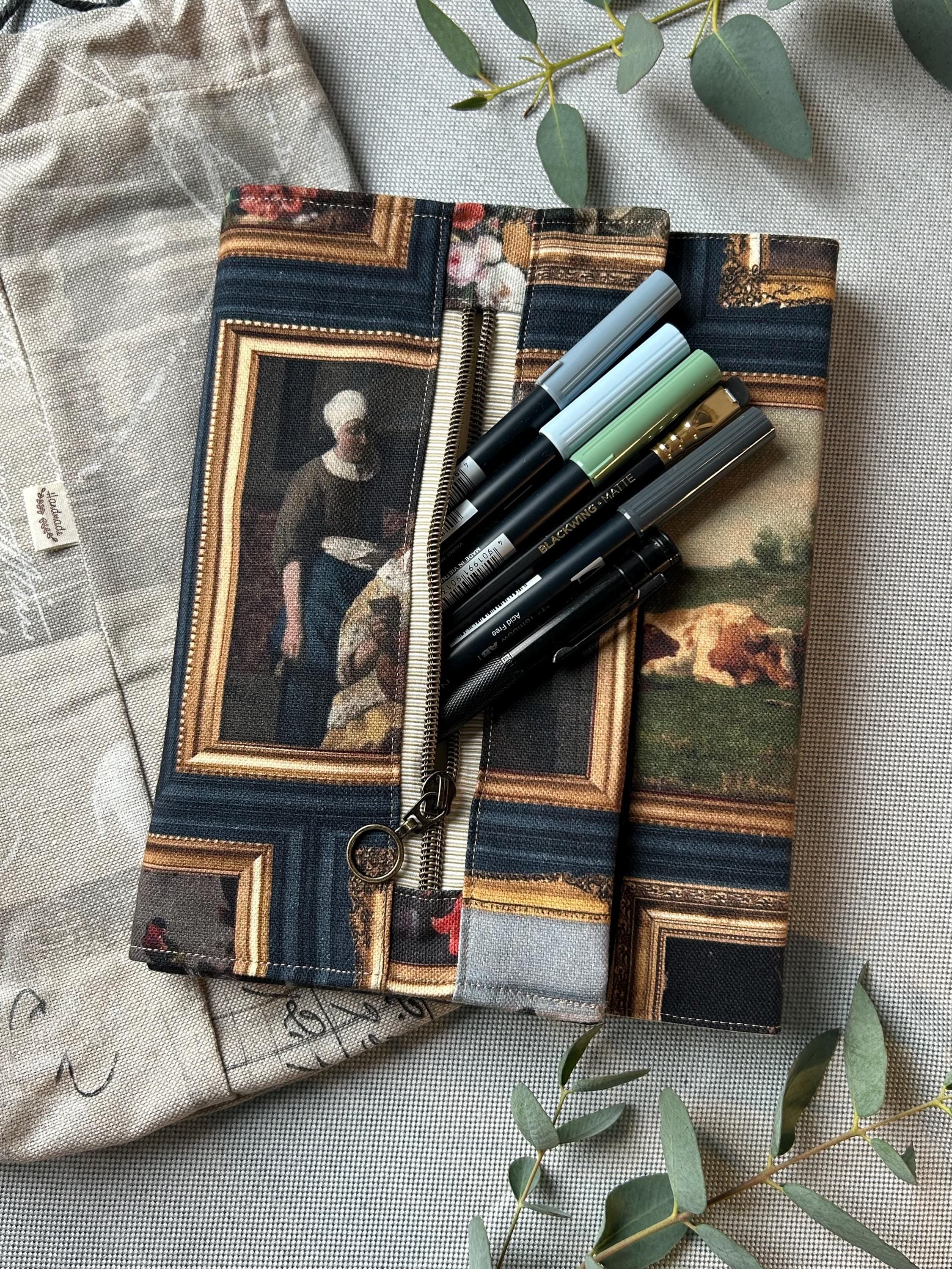 Handmade Limited Edition Fabric-Covered Journal with Integrated Pencil Case - Dutch masters Rijksmuseum themed cover