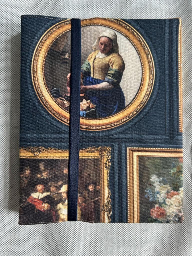 Handmade Limited Edition Fabric-Covered Journal with Integrated Pencil Case - Dutch masters Rijksmuseum themed cover