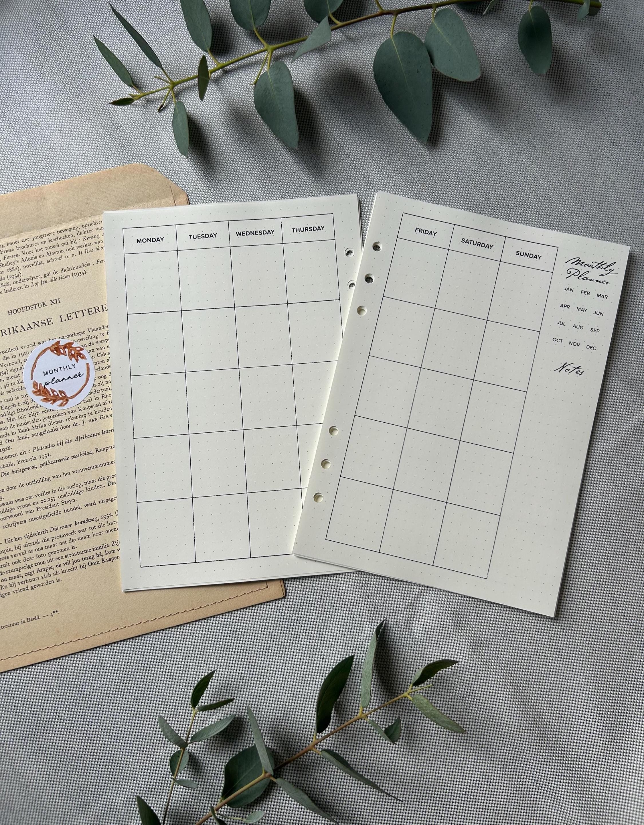 Monthly Planner – A5 Undated Month-to-View Inserts