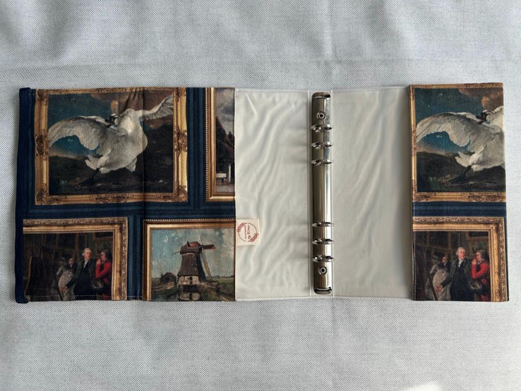 Handmade Limited Edition Fabric-Covered Journal with Integrated Pencil Case - Dutch masters Rijksmuseum themed cover
