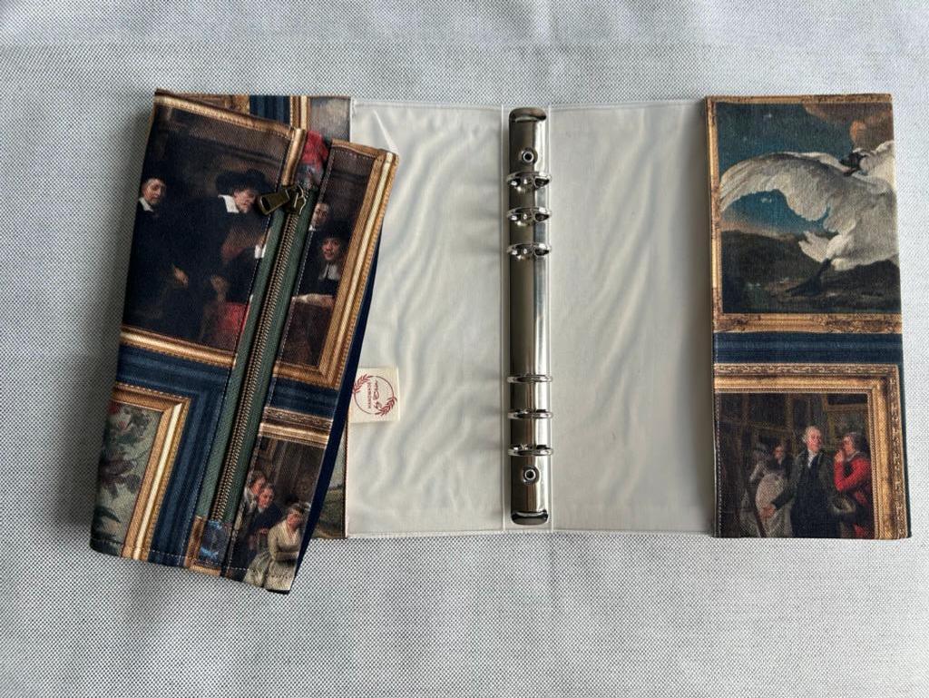Handmade Limited Edition Fabric-Covered Journal with Integrated Pencil Case - Dutch masters Rijksmuseum themed cover