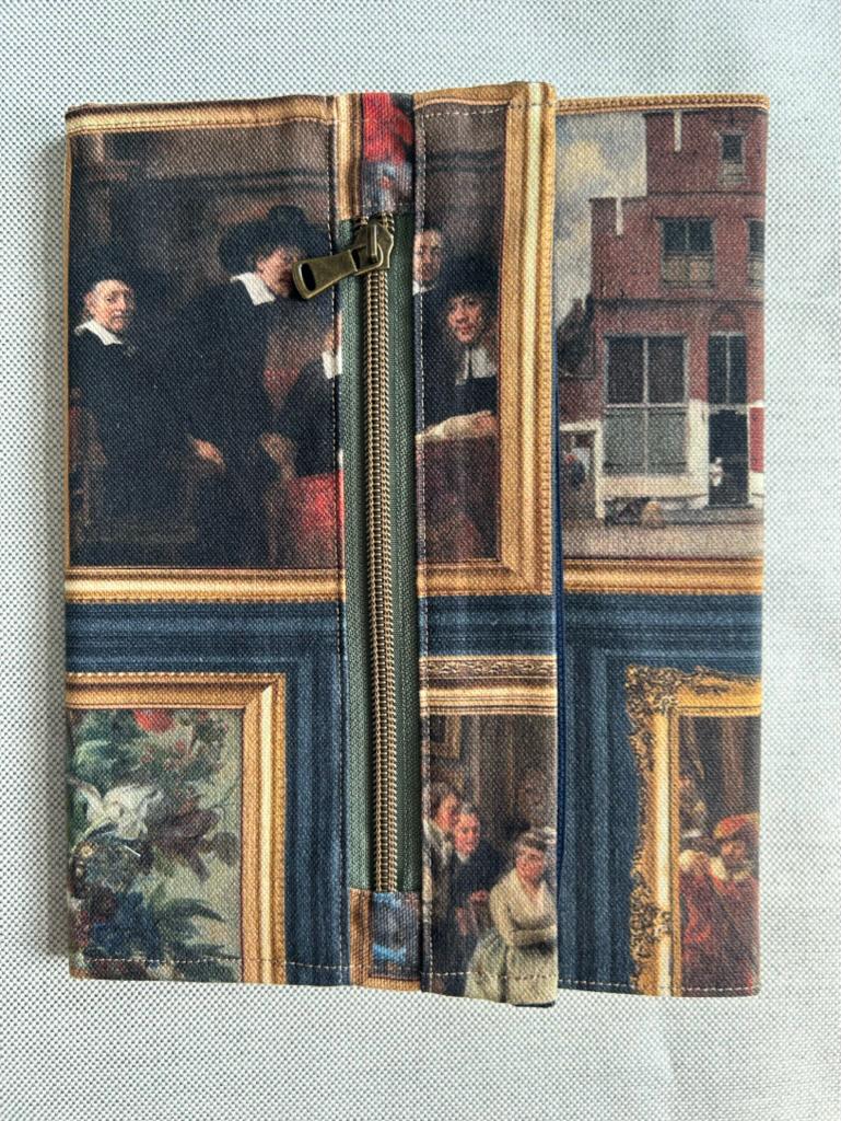 Handmade Limited Edition Fabric-Covered Journal with Integrated Pencil Case - Dutch masters Rijksmuseum themed cover