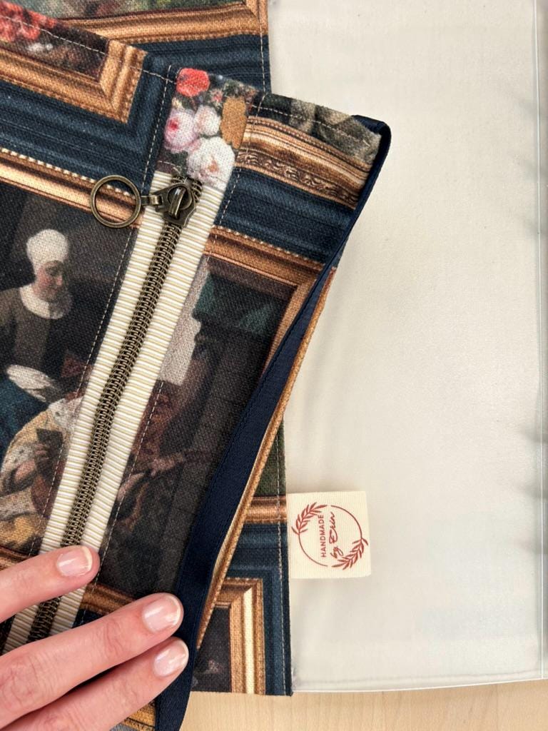 Handmade Limited Edition Fabric-Covered Journal with Integrated Pencil Case - Dutch masters Rijksmuseum themed cover