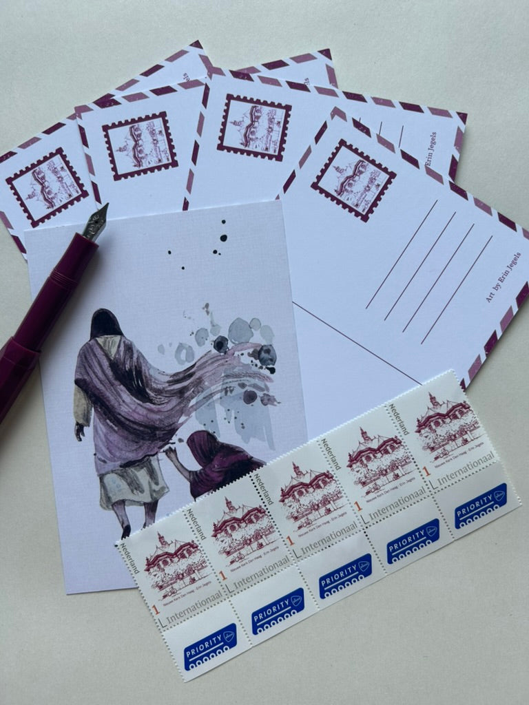 Set of 5 Original Postcards and 5 custom international stamps - Devotional Collection