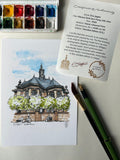 Nieuwe Kerk Den Haag side view – Hand-coloured Print by Erin Jegels