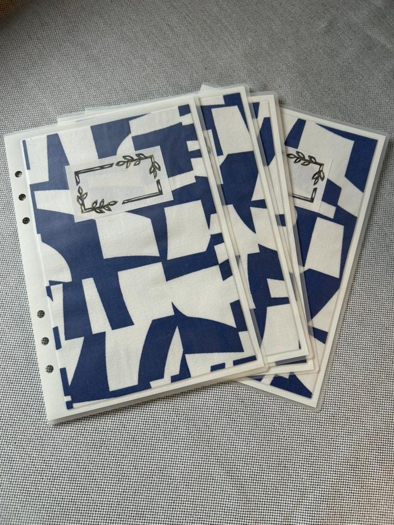 Handmade A5 Planner Dividers Set of 4 – Graphic blue and white theme